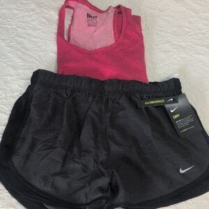 Nike NWT Women's Dark Gray  Dri-FIT Athletic Shorts with Nike NWOT tank top